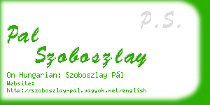 pal szoboszlay business card