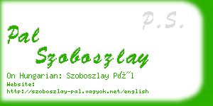 pal szoboszlay business card